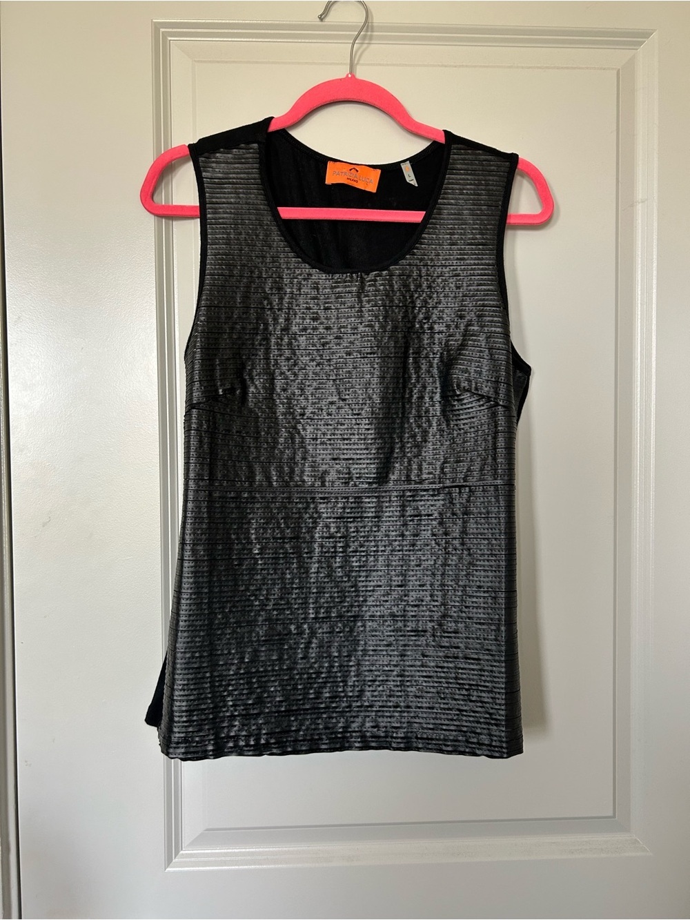Patrizia Luca Black Textured Sleeveless Top